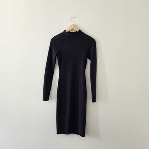 Foreign Exchange | Black Ling Sleeved Midi Sweater Dress